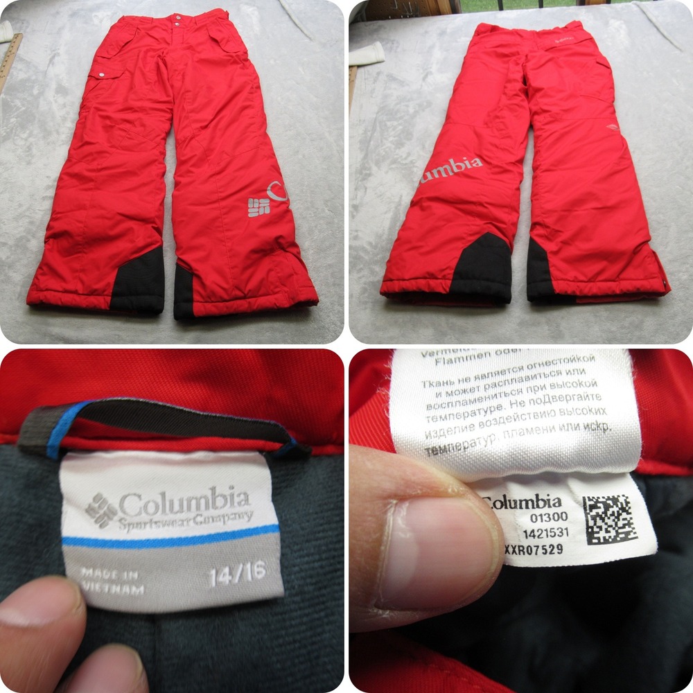 Columbia Snow Pants‎ Youth 14/16 Red Bugaboo Omni Tech Insulated Waterproof Ski